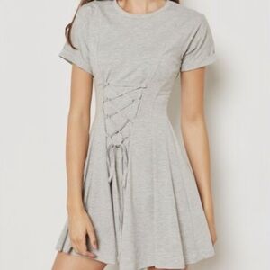 Topshop lace up corset dress gray size 2